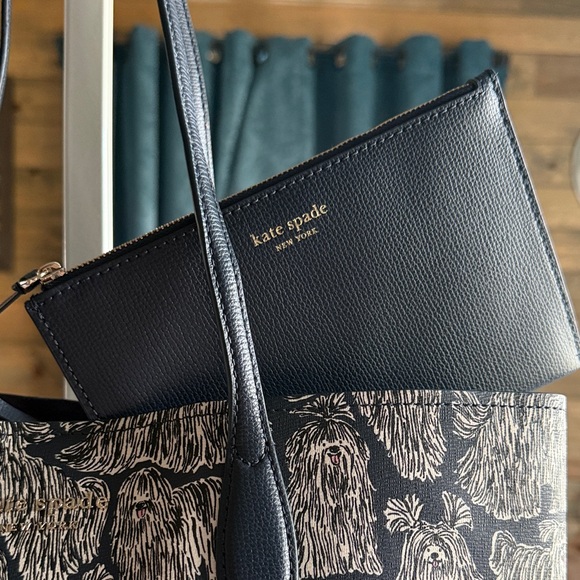 Kate Spade Navy and White Dog Tote Bag and Detachable Zip Bag - Picture 3 of 16